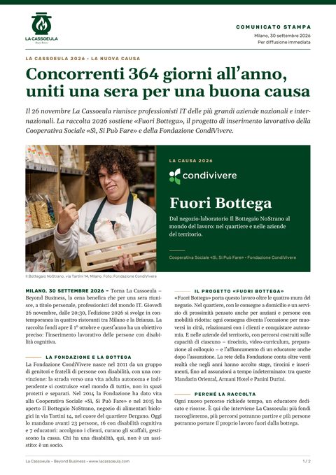 Anteprima del comunicato stampa 2026